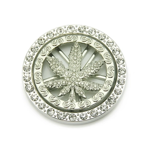 Rotating silver maple leaf pendant with sparkling rhinestones for hip-hop DIY accessories