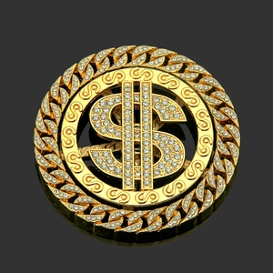 Hiphop Rotating Dollar Sign Pendant With Rhinestone Alloy Cuban Link Spinner Charm For Men Women Fashion DIY Jewelry Accessory