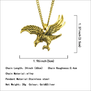 Collier aigle rétro pour homme avec chaîne de 60cm et pendentif aigle plongeant