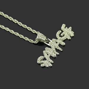 Iced out SAVAGE μενταγιόν με γράμματα και ασημένια αλυσίδα σχοινί για χιπ χοπ στυλ