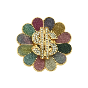 Sparkly glitter sunflower charm with dollar sign dollar for DIY phone cases