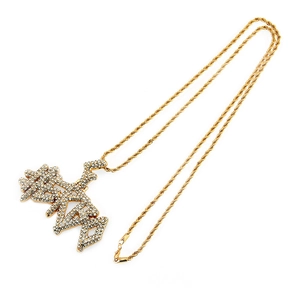 Gold iced out SAVAGE pendant necklace with rope chain for hiphop streetwear fashion