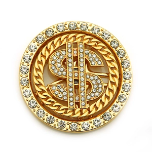 Hip Hop Alloy Rotatable Dollar Sign Pendant For DIY Jewelry Rhinestone Inlaid Spinner Accessory For Phone Case Gold Silver