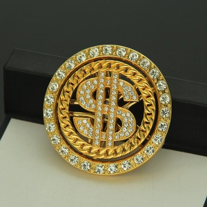Luxury gold rotating dollar sign charm with sparkling rhinestones for DIY accessories