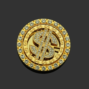 Hip Hop Dollar Sign Rotating DIY Phone Case Accessory Alloy Rhinestone Inlaid Adhesive Backing Car Decoration Ornament