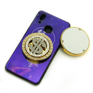 Luxury rotating gold dollar sign phone socket with sparkling crystals for DIY cases