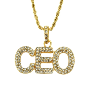 Iced Out CEO Buchstabe Anhänger Halskette Hiphop Legierung Strass Seilkette Herren Damen Mode Schmuck Geschenk Gold Silber