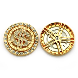 Golden spinning dollar sign wheel accessory with white rhinestones for DIY phone cases