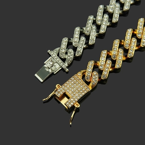 Bracelets à maillons cubains or et argent avec fermoir papillon diamanté style hip hop