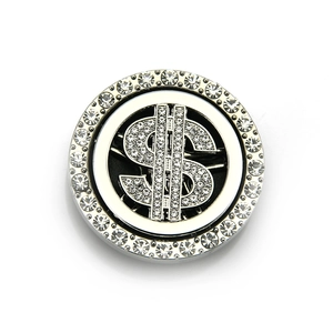 Sparkling silver dollar sign phone case charm with pavé setting crystals and round frame