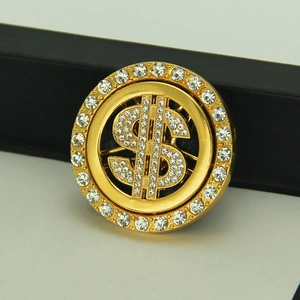 Hiphop style rotating dollar sign phone case DIY accessory with gold plating and rhinestones