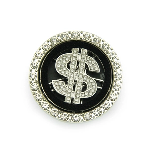 Rotating crystal dollar sign phone accessory with sparkling rhinestones in silver finish