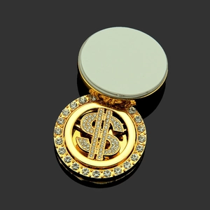 Rotating gold dollar sign phone accessory with sparkling crystals and adhesive back