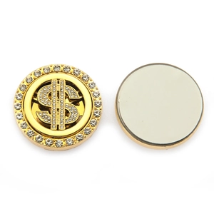 Rotating gold dollar sign phone accessory with sparkling rhinestones and magnetic back