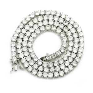 Men's hip hop 4mm tennis chain with micro-pave cubic zirconia in silver tone