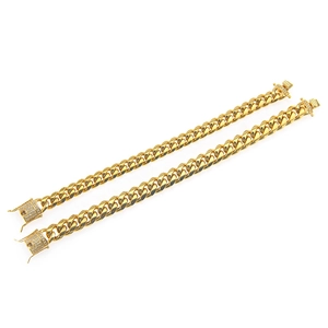 Men hip hop golden cuban link bracelet with micro-paved zircon stones on box clasp