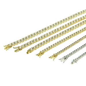 Classic tennis bracelet with round cubic zirconia in gold and silver plating