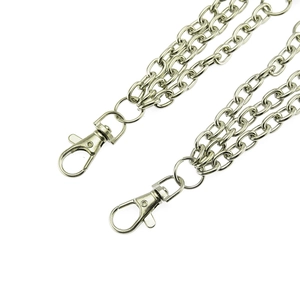Three-layer silver punk wallet chain with metal lobster clasps for jeans and accessories