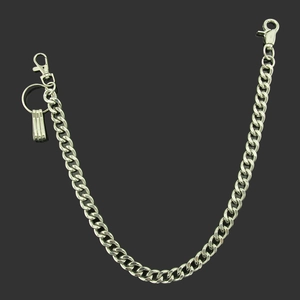 Silver Cuban link metal pants chain with lobster clasps and key rings for punk rock styling