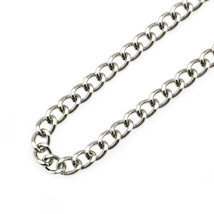 Men's hip hop punk double layer silver metal waist chain with polished curb link details