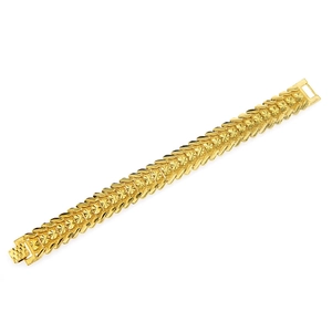 Men's bold hiphop gold link bracelet with starburst engravings and fold-over clasp