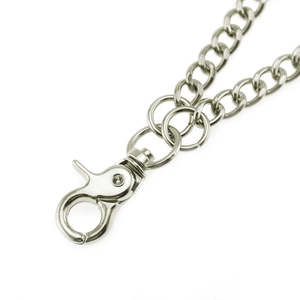 Men's hip hop double layer silver metal trousers chain with curb links and lobster clasp