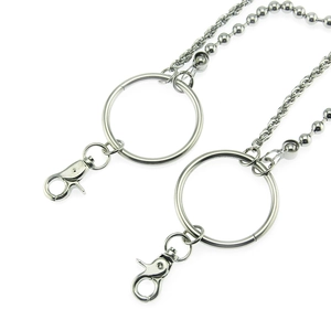 Men's hip-hop punk waist chain featuring silver twist links, beads, and large metal rings