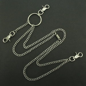 Chaîne de Taille Métallique Hip Hop Punk pour Hommes en Alliage de Zinc et Fer Multicouche Chaîne de Pantalon Argent Accessoire Bijoux