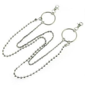 Vintage Punk Hip Hop Multilayer Metal Waist Chain Silver Pant Chain With Ball Chain For Men Women Streetwear Accessory