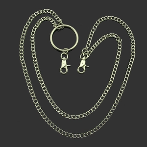 Punk style multilayer silver metal waist chain for men with lobster clasps and ring