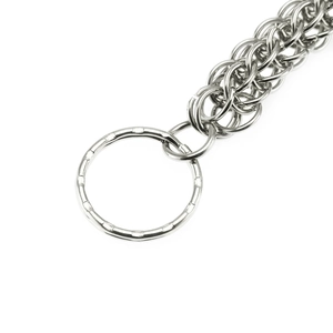 Silver punk style metal waist chain for men with industrial design and large ring link