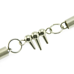 Three-layer punk style silver metal waist chain for men with spikes and spring coils