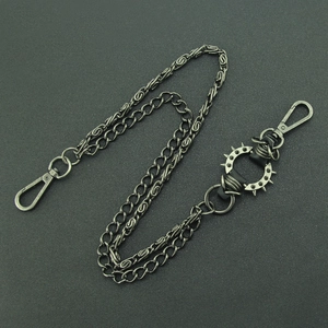 Men's Punk Hip Hop Waist Chain Double Layer Metal Pant Chain Zinc Alloy Iron Rockstar Streetwear Jeans Chain With Spikes