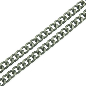 Dark grey punk metal Cuban chain with matte finish and bold geometric link design