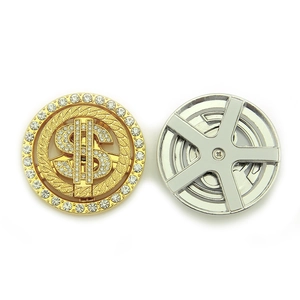 Accessoire rotatif signe dollar doré avec strass et bordure de feuilles pour DIY