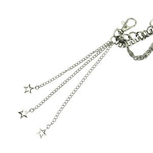 Chaîne de pantalon punk à trois couches argentée avec pendentifs étoiles pour hommes