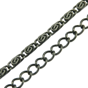 Double-layered gunmetal punk pants chain with decorative links for street hip-hop style