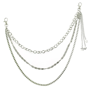 Chaîne de Pantalon Punk Hip Hop pour Homme Chaîne de Taille en Métal Argenté Multi-couches Avec Pendentifs Étoiles Bijoux