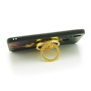 Support de bague pour téléphone en or avec strass et motif de blé élégant