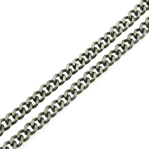 Double layered gunmetal curb link wallet chain with matte brushed finish for men