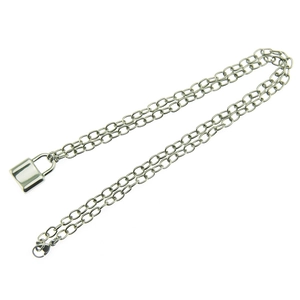 Polished stainless steel lock pendant necklace with durable ring chain for men and women