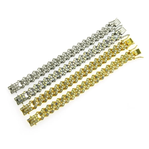 Bracelets cubains hip hop pour hommes en or et argent sertis de zircons brillants pavés