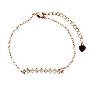 Bracelet en Cuivre avec Zirconia Minimaliste pour Femme Pendentif Cœur Or Rose Réglable Bijoux Fantaisie Cadeau