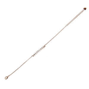 Bracelet élégant en cuivre or rose avec huit zircons blancs étincelants sur chaîne fine