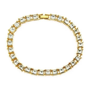 Hip Hop Men Iced Out Tennis Bracelet Square Rhinestone Inlaid Alloy Chain Geometric Punk Style Jewelry Gift Gold Silver