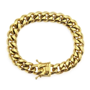 Bracelet Hip Hop Poli en Acier Inoxydable Maillons Cubains pour Hommes Classique Chaîne Or Argent Bijoux de Mode Cadeau
