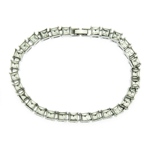 Classic silver hip hop tennis bracelet with square cut cubic zirconia stones