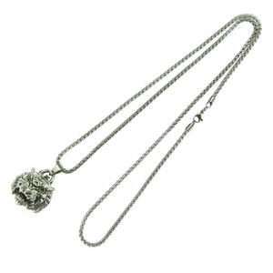 Vintage silver tiger head urn pendant necklace for men with durable box chain detail
