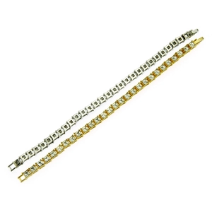 Classic gold and silver tennis bracelets with square-cut zirconia for men in punk style