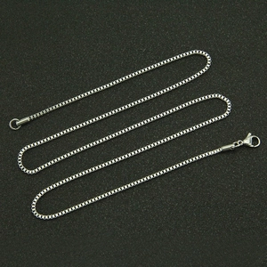 Collier chaîne box en acier inoxydable argenté poli pour hommes et femmes avec mousqueton